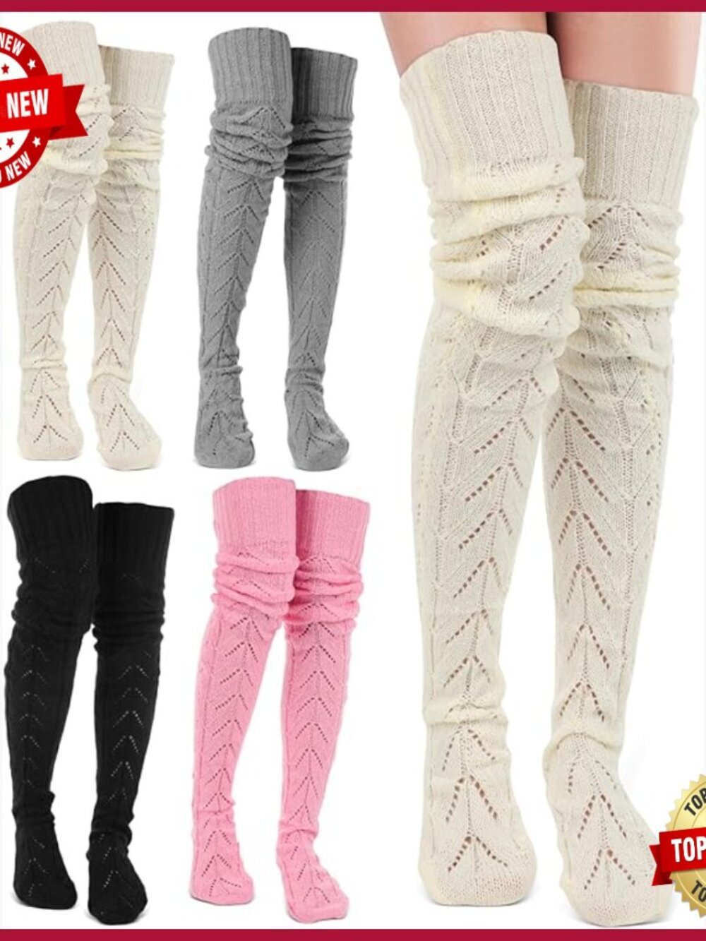 Cable Knit Thigh High Socks Over the Knee Long Socks Winter Warm